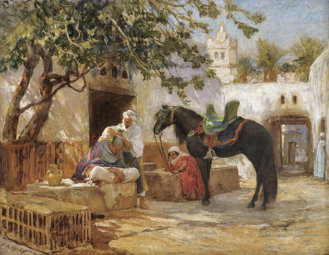 THE BARBER Frederick Arthur Bridgman Arab Oil Paintings